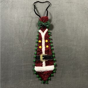Christmas Holiday Cheerful Neck Tie Costume Santa Sparkle Santa